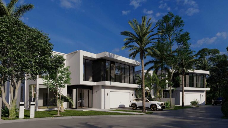 Modern luxury home with concrete and glass facade